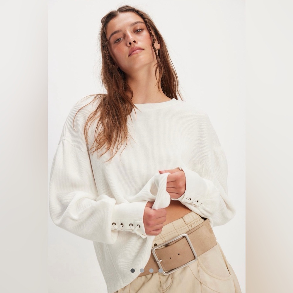 We the free lapis cuff oversized top